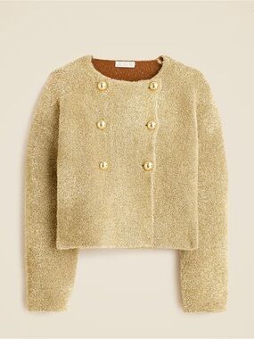 Oversized double-faced metallic cardigan jacket